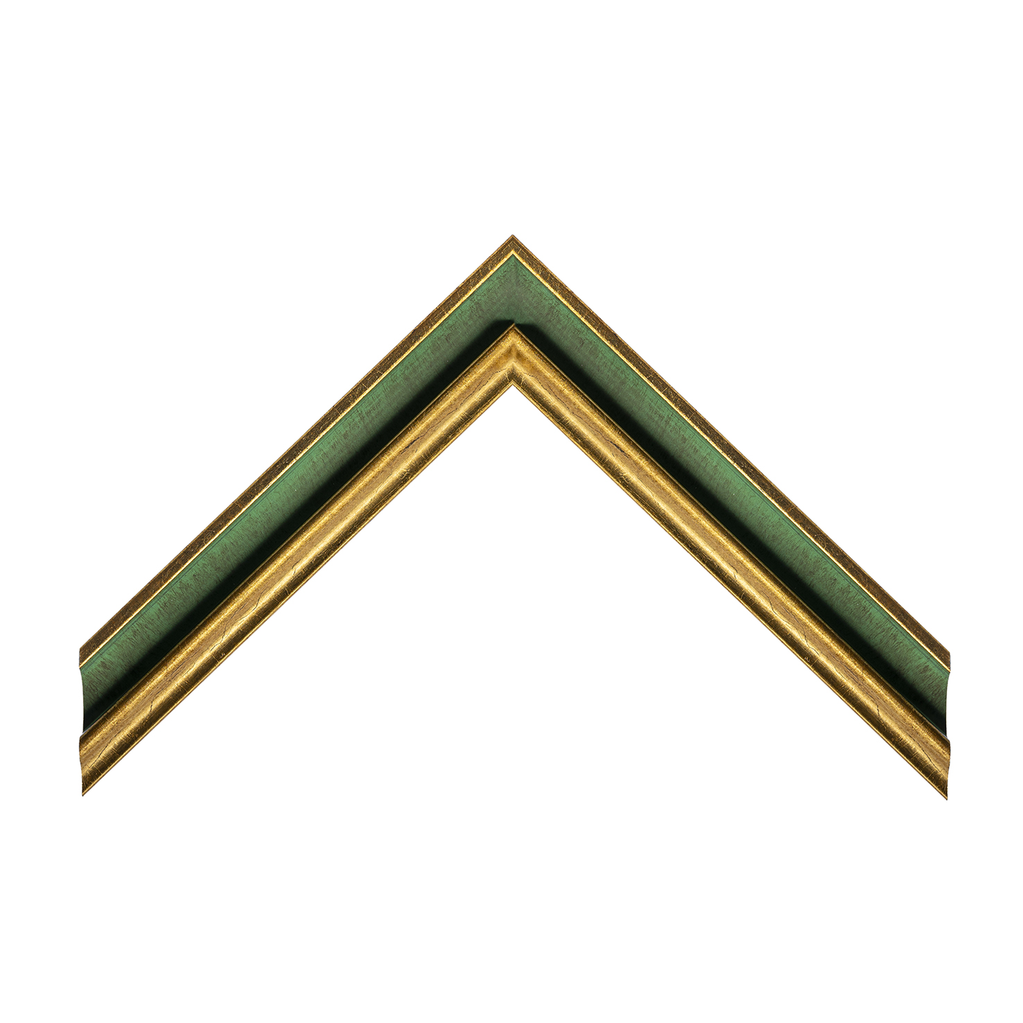 Cornice legno ayous sagomata oro gola verde | Albor