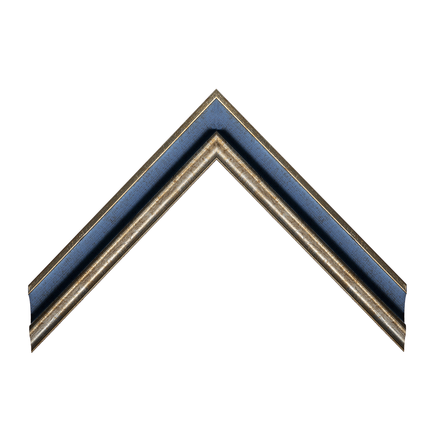 Cornice legno ayous sagomata argento gola azzurra | Albor